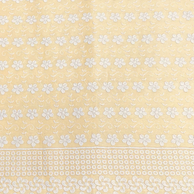 Pound A Metre 3 Metres 3 Metre Broderie Anglaise Floral Cotton - 45" Wide (Lemon & White) (EOL)