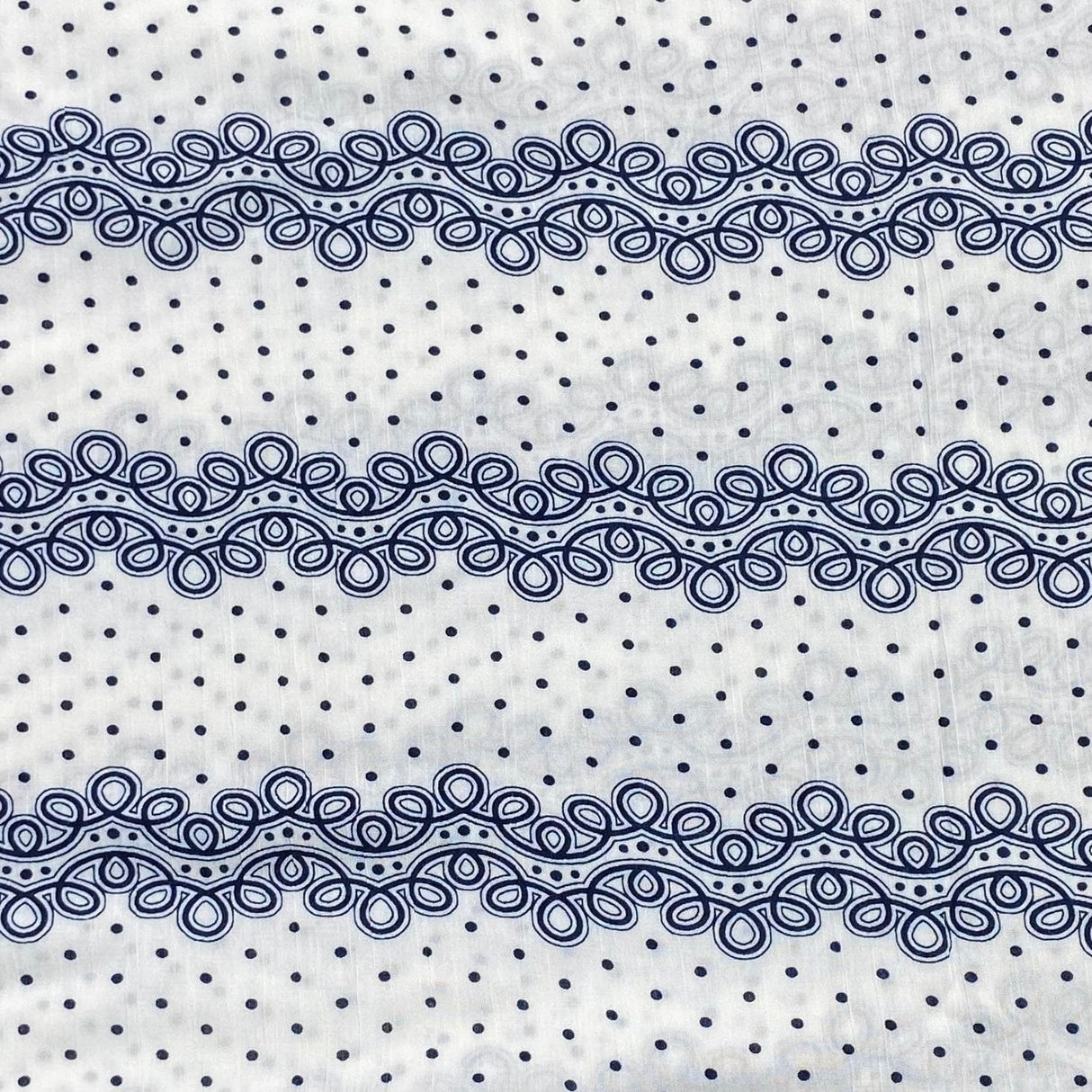 Pound A Metre 3 Metres 3 Metre Dressmaking Printed Crepe 55" wide (Blue & White) (EOL)