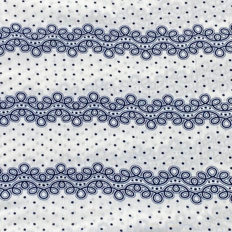 Pound A Metre 3 Metres 3 Metre Dressmaking Printed Crepe 55" wide (Blue & White) (EOL)