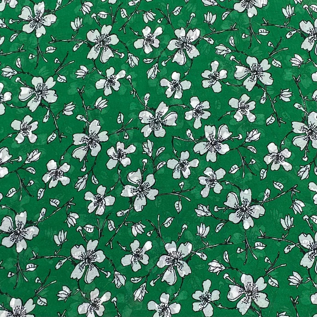 Pound A Metre 3 Metres 3 Metre Dressmaking Printed Crepe 55" wide (Green)
