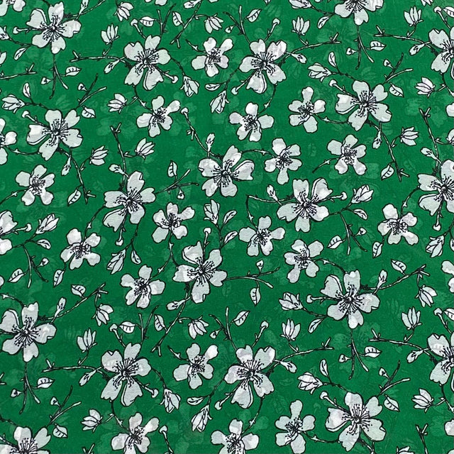 Pound A Metre 3 Metres 3 Metre Dressmaking Printed Crepe 55" wide (Green)