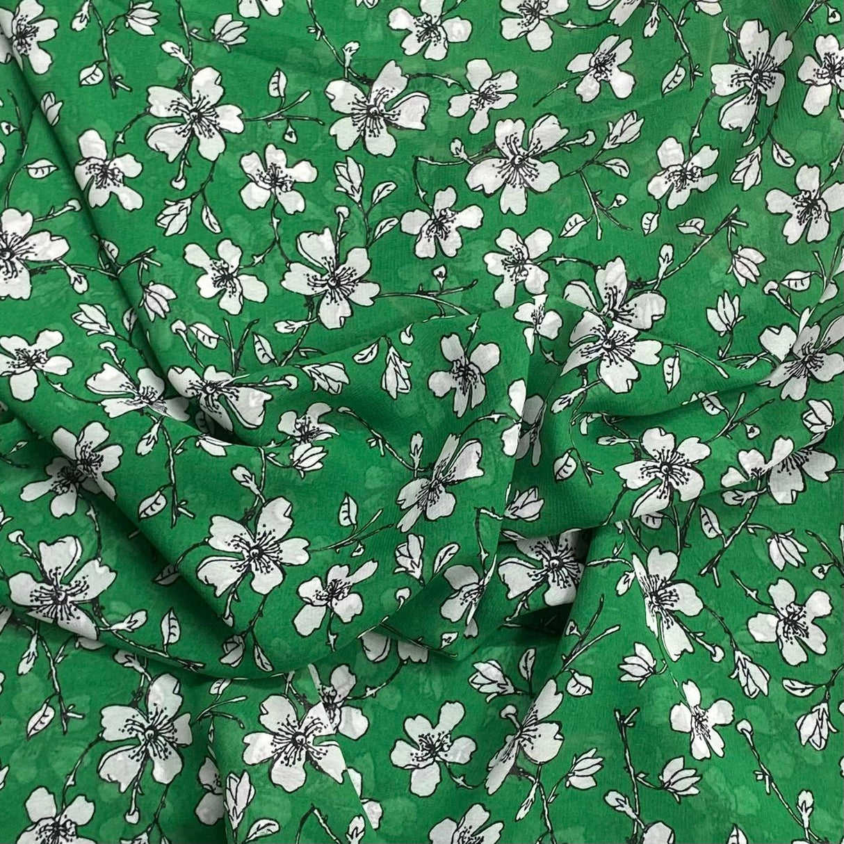 Pound A Metre 3 Metres 3 Metre Dressmaking Printed Crepe 55" wide (Green)