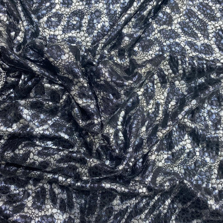 Pound A Metre 3 Metre Luxurious Metallic Snake Jersey - 55"-  (Silver)