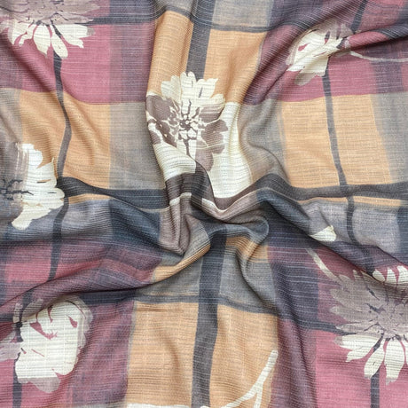 Pound A Metre 3 Metre Luxurious Printed Soft Viscose Jersey - 55" - Brown, Navy & Maroon (Autumn Sale)