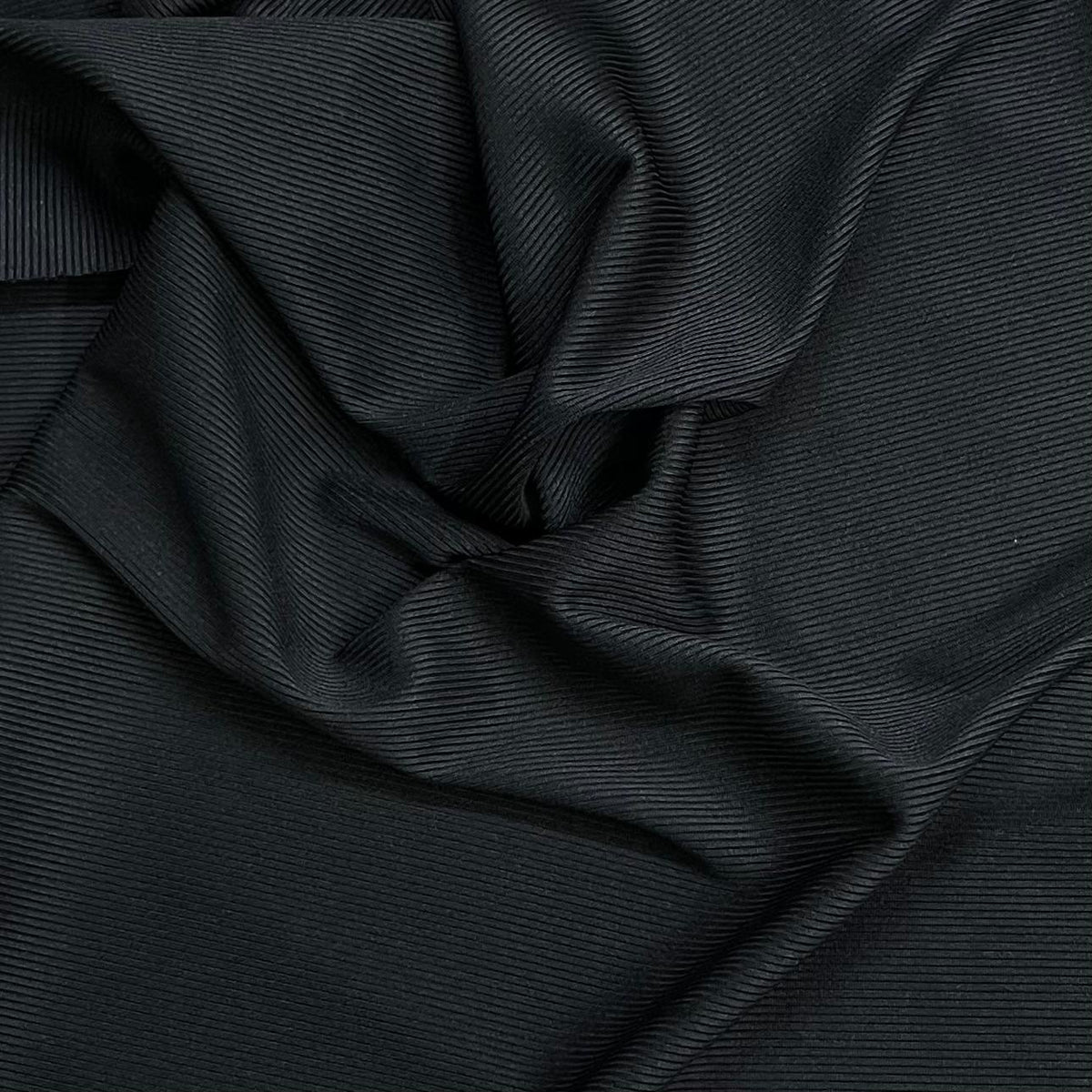 Pound A Metre 3 Metre Luxurious Ribbed Plain Jersey – 55" Wide (Black)