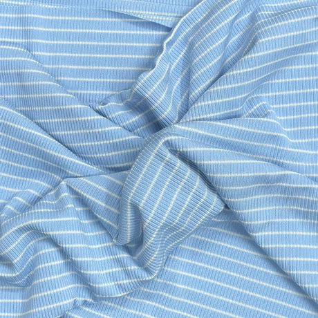 Pound A Metre 3 Metres 3 Metre Luxurious Soft Cord Jersey - 55" (Sky & White)