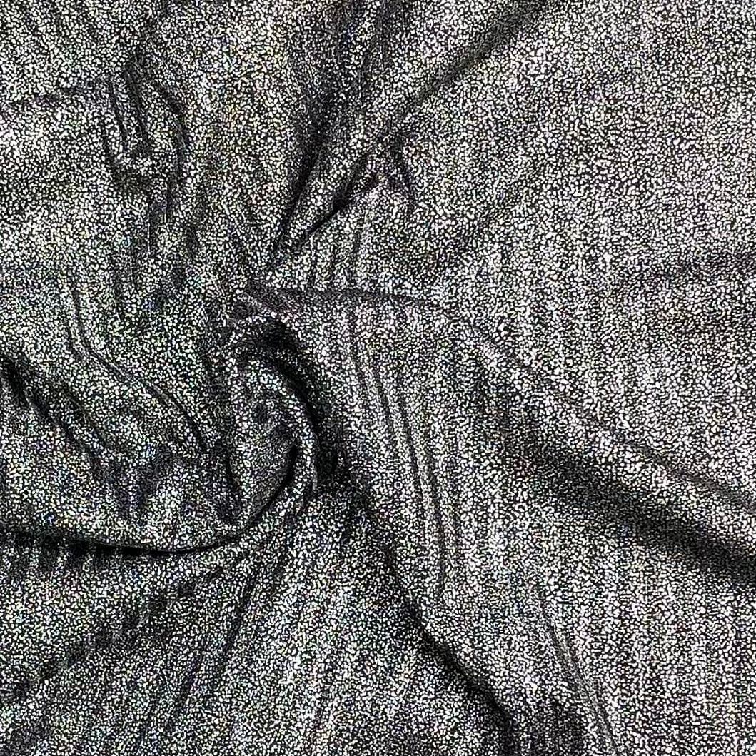 Pound A Metre 3 Metres 3 Metre Luxurious Soft Metallic Ribbed Jersey - 55"- (Black)