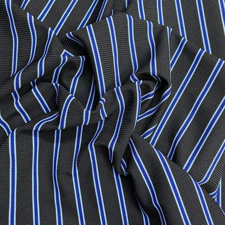 Pound A Metre 3 Metres 3 Metre Luxurious Soft Printed Ribbed Jersey - 55"- (Black & Blue)