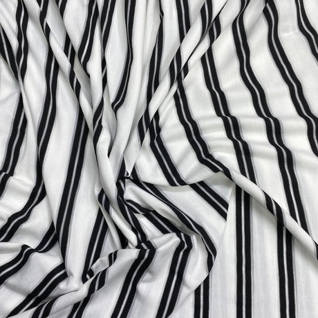 Pound A Metre 3 Metres 3 Metre Luxurious Soft Printed Ribbed Jersey - 55"- (Black & White)