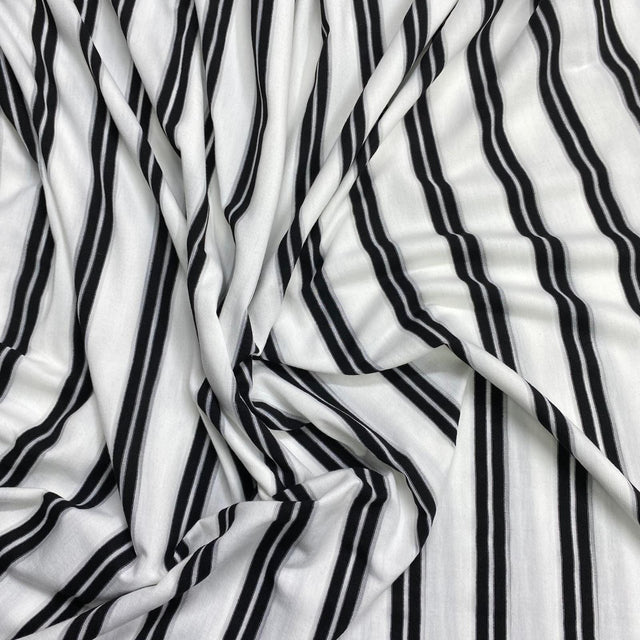 Pound A Metre 3 Metres 3 Metre Luxurious Soft Printed Ribbed Jersey - 55"- (Black & White)