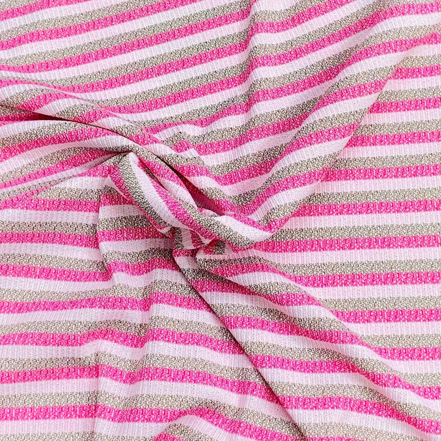 Pound A Metre 3 Metres 3 Metre Luxurious Soft Printed Ribbed Jersey - 55"- (Pink)