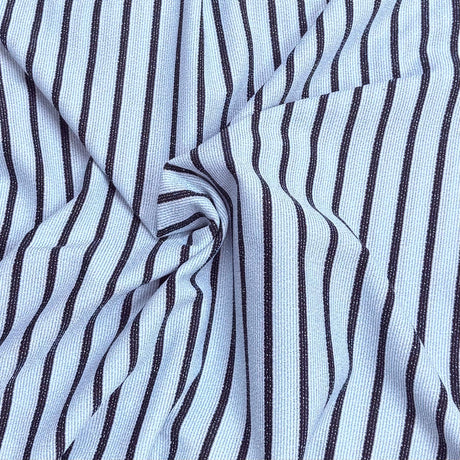 Pound A Metre 3 Metres 3 Metre Luxurious Soft Printed Ribbed Jersey - 55"- (Sky & Black)