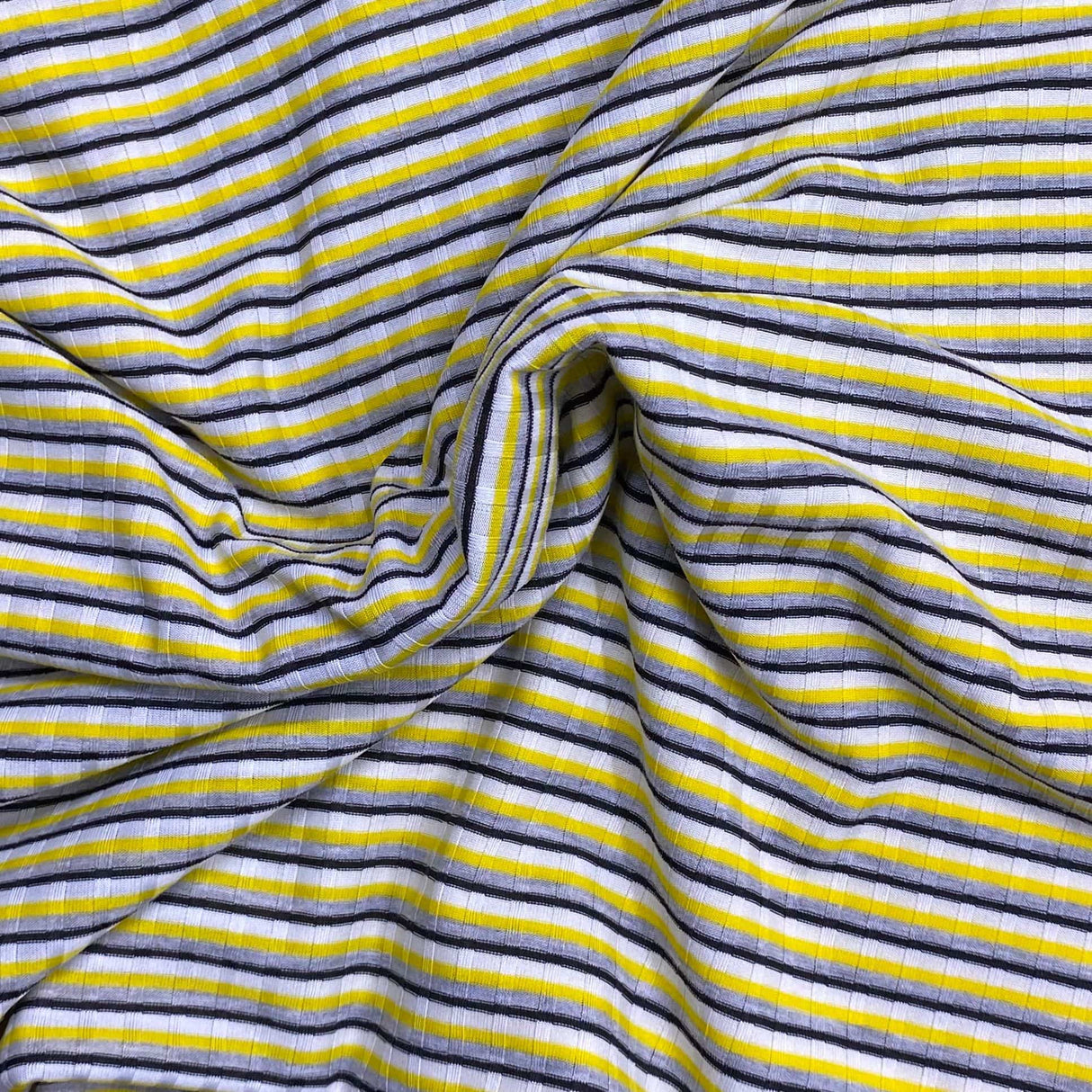 Pound A Metre 3 Metres 3 Metre Luxurious Soft Printed Ribbed Jersey - 55"- (Yellow & Grey)