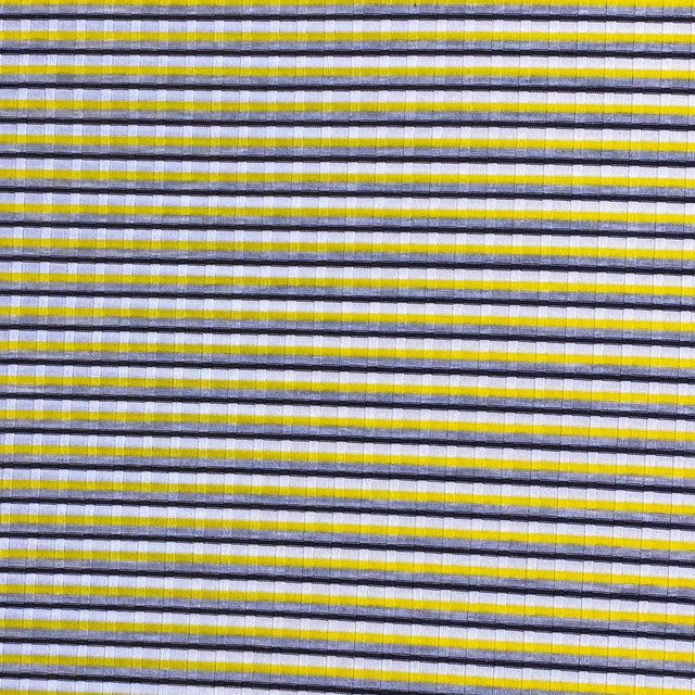 Pound A Metre 3 Metres 3 Metre Luxurious Soft Printed Ribbed Jersey - 55"- (Yellow & Grey)