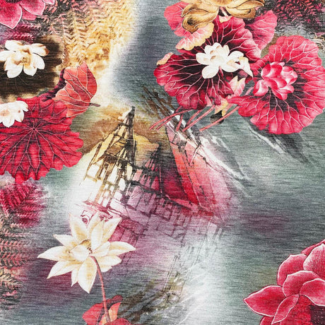 Pound A Metre 3 Metres 3 Metre Luxurious Soft Printed Viscose Jersey - 55"-  (Cloudy)