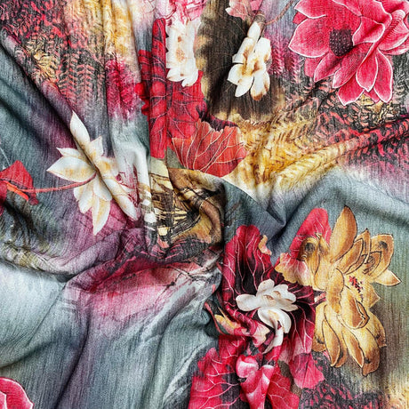 Pound A Metre 3 Metres 3 Metre Luxurious Soft Printed Viscose Jersey - 55"-  (Cloudy)
