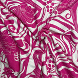 Pound A Metre 3 Metre Luxurious Soft Printed Viscose Jersey - 55"-  (Pink & White)