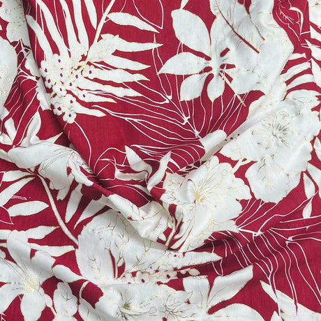 Pound A Metre 3 Metre Luxurious Soft Printed Viscose Jersey - 55"-  (Red & Gold)