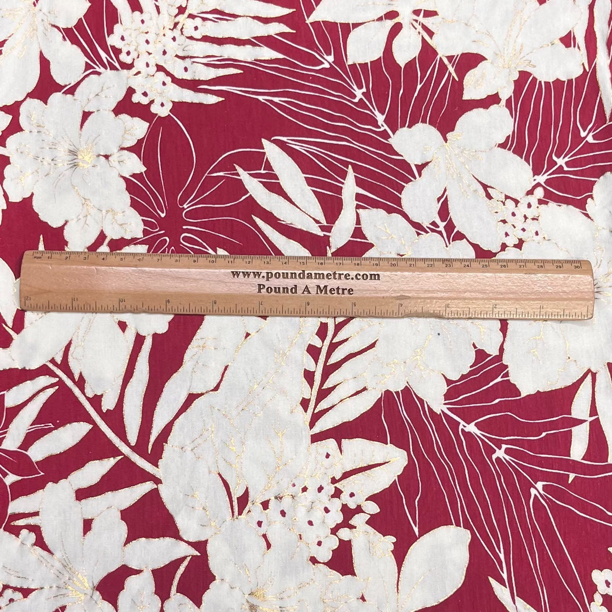 Pound A Metre 3 Metre Luxurious Soft Printed Viscose Jersey - 55"-  (Red & Gold)