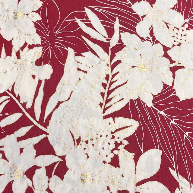 Pound A Metre 3 Metre Luxurious Soft Printed Viscose Jersey - 55"-  (Red & Gold)
