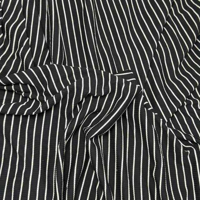 Pound A Metre 3 Metres 3 Metre Luxurious Soft Ribbed Jersey - 55"- (Black & White)
