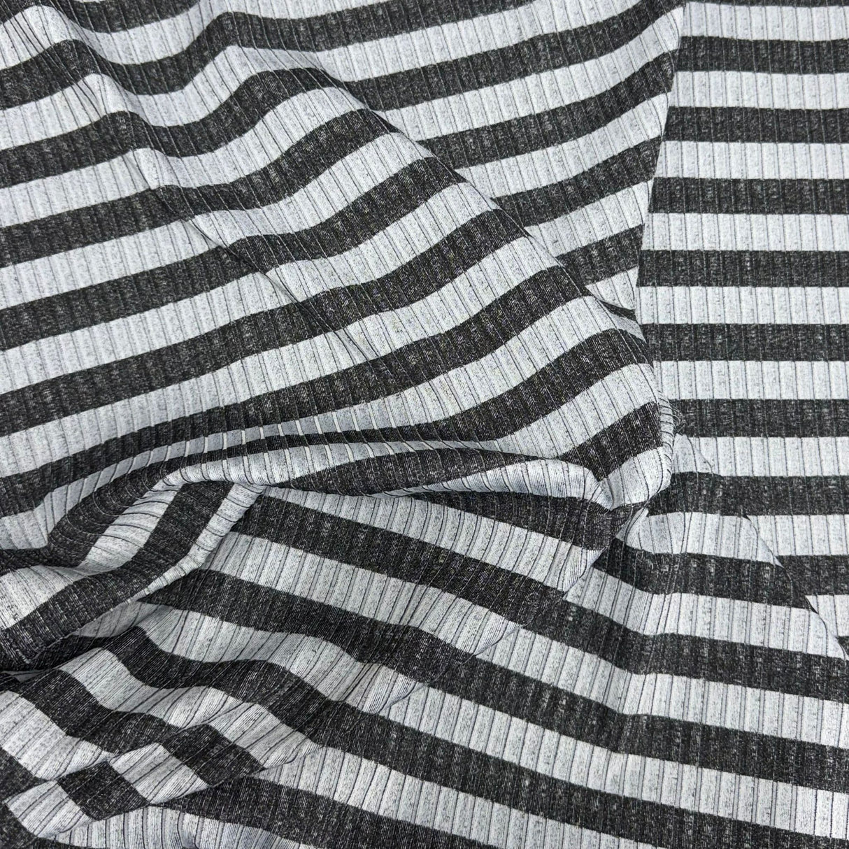 Pound A Metre 3 Metres 3 Metre Luxurious Soft Ribbed Jersey - 55"- (Grey & Black)