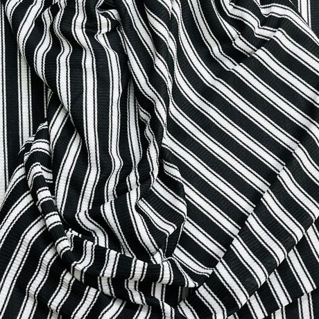 Pound A Metre 3 Metre Luxurious Soft Viscose Jersey - 55"- (Black & Ivory)