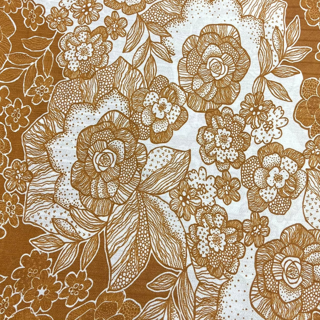 Pound A Metre 3 Metre Luxurious Soft Viscose Jersey - 55"- (Gold Flower)