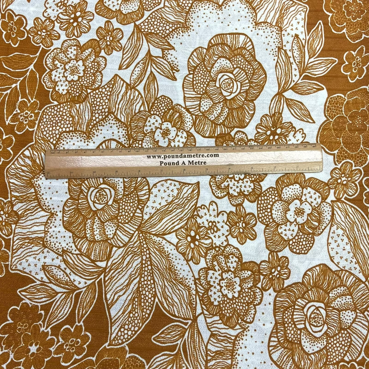 Pound A Metre 3 Metre Luxurious Soft Viscose Jersey - 55"- (Gold Flower)