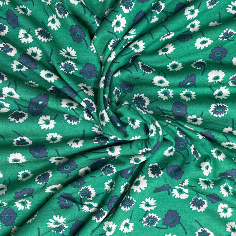 Pound A Metre 3 Metre Luxurious Soft Viscose Jersey - 55"- (Green Floral)