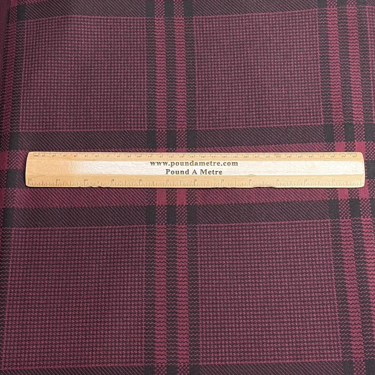 Pound A Metre 3 Metre Luxurious Soft Viscose Jersey - 55"- (Maroon Check)