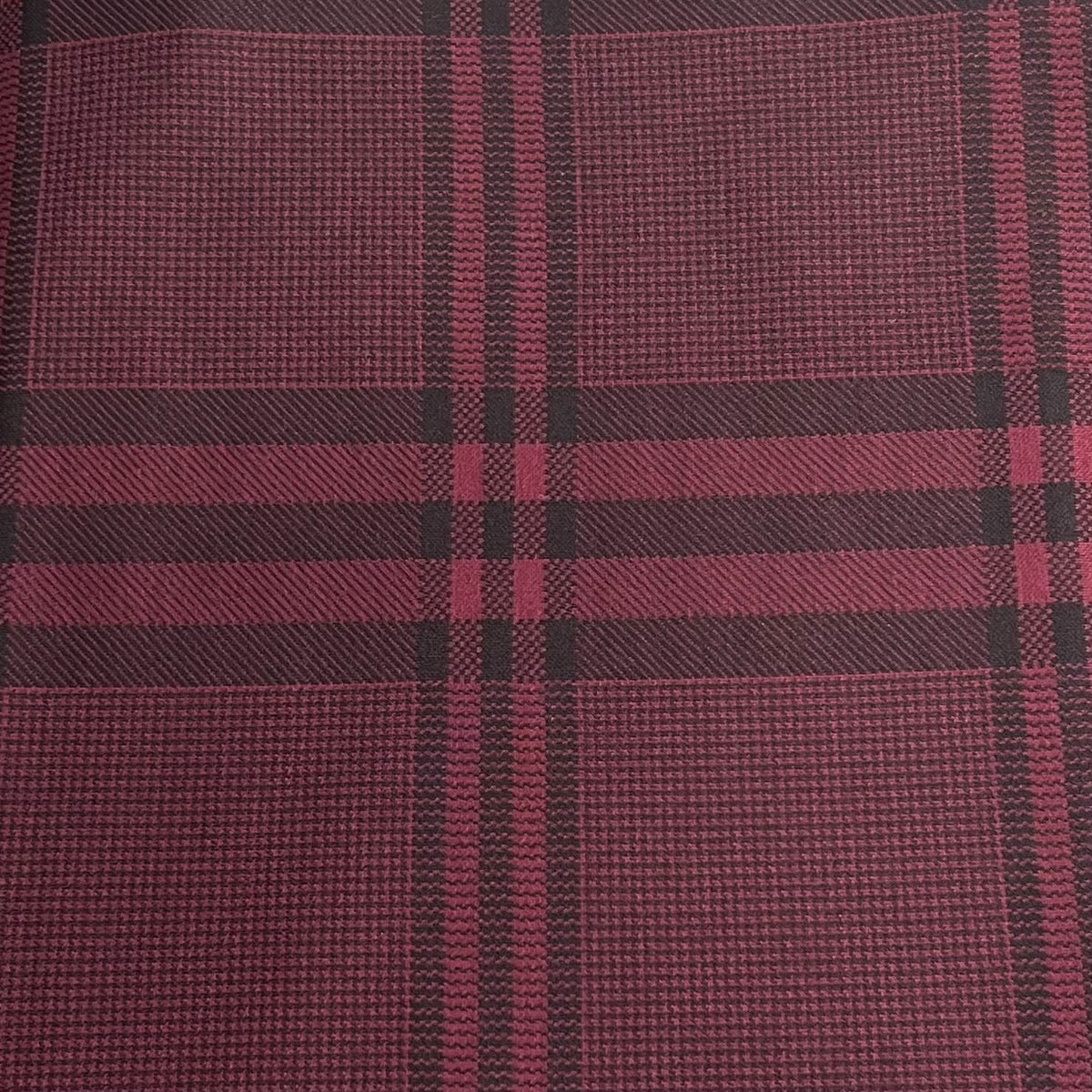 Pound A Metre 3 Metre Luxurious Soft Viscose Jersey - 55"- (Maroon Check)