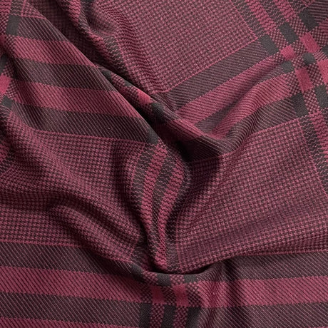 Pound A Metre 3 Metre Luxurious Soft Viscose Jersey - 55"- (Maroon Check)