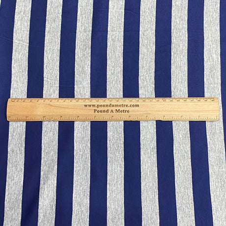 Pound A Metre 3 Metres 3 Metre Luxurious Soft Viscose Jersey - 55"-  (Navy & Grey)