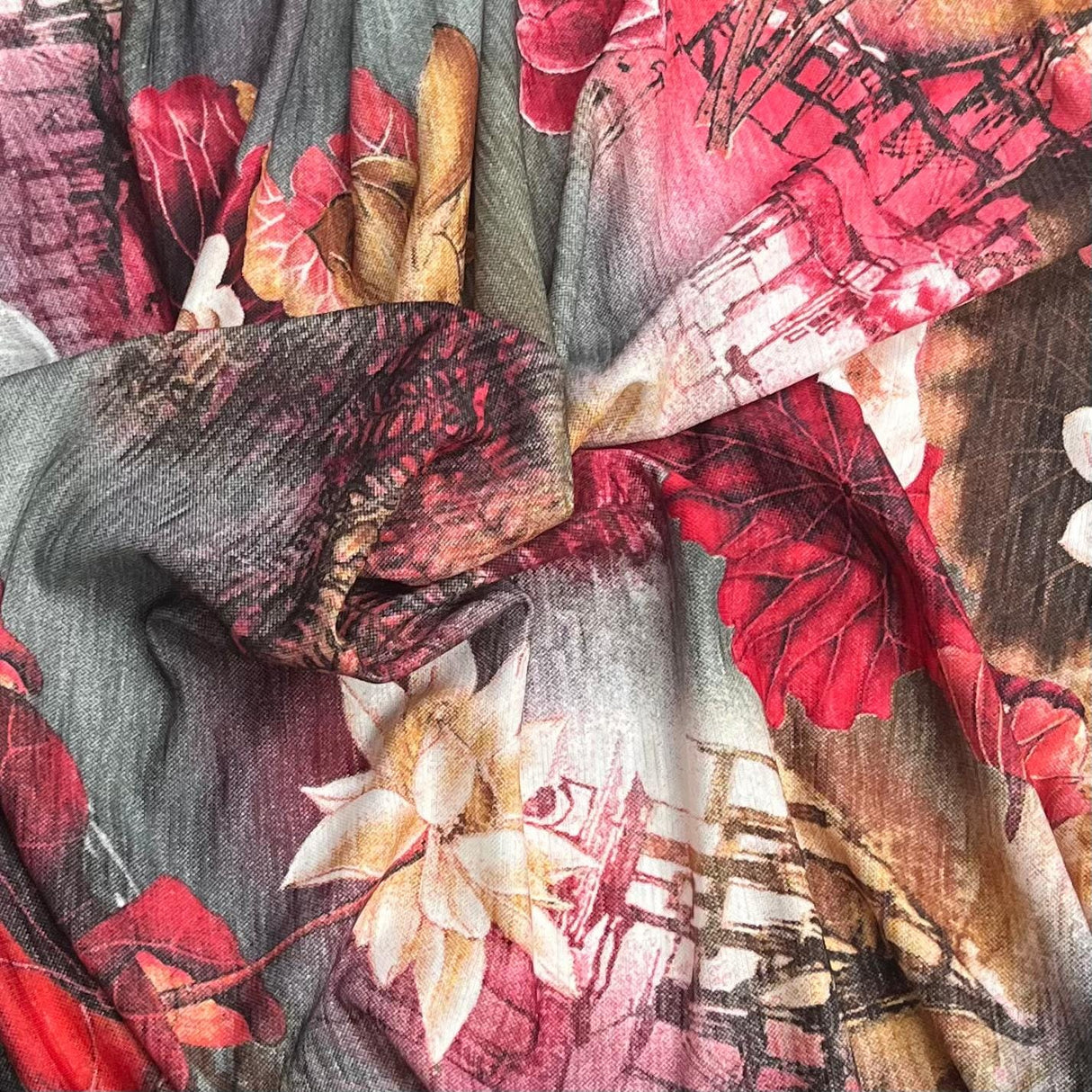 Pound A Metre 3 Metre Luxurious Soft Viscose Jersey - 55"- (Night Garden)
