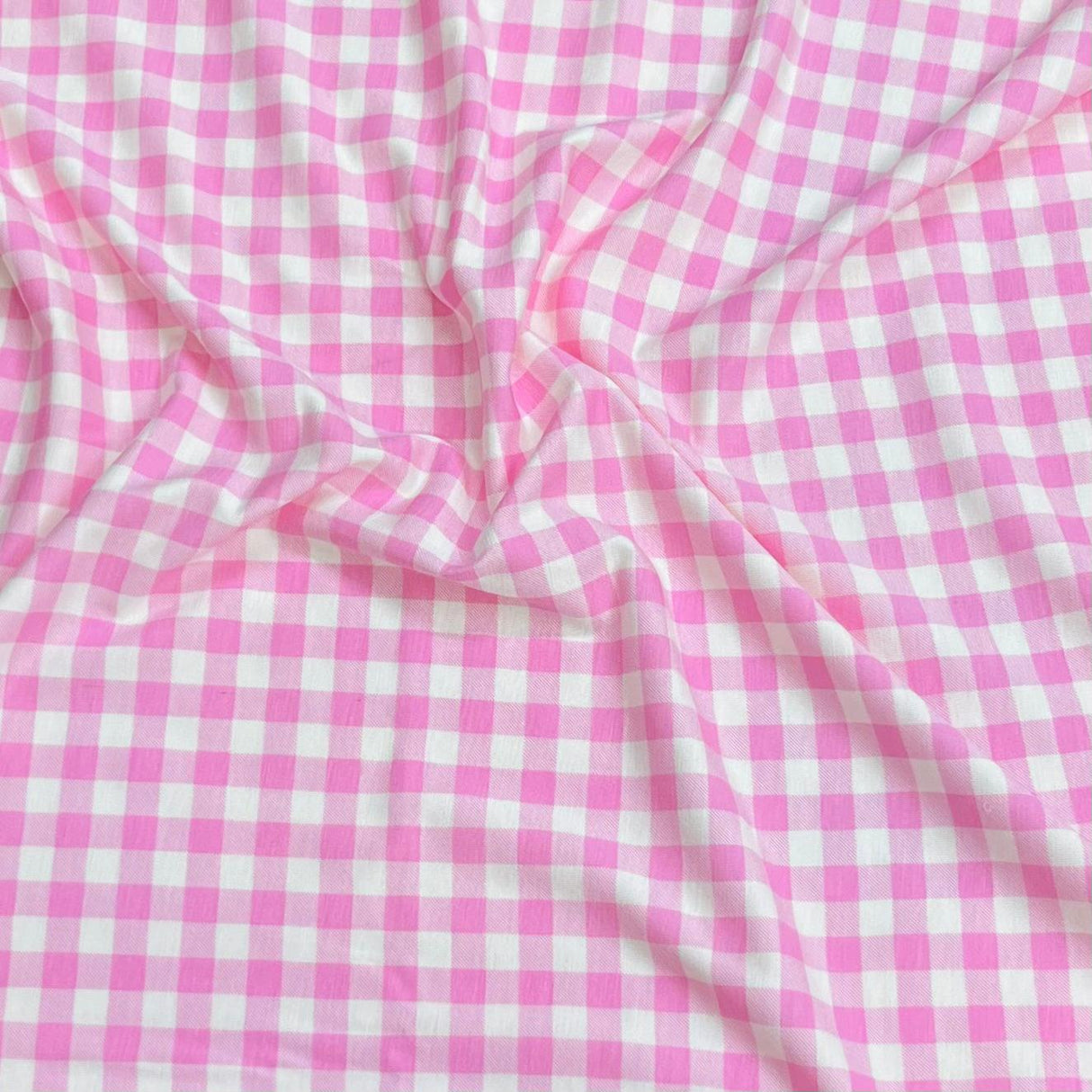 Pound A Metre 3 Metres 3 Metre Luxurious Soft Viscose Jersey - 55"- (Pink Checks)