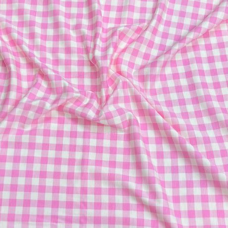 Pound A Metre 3 Metres 3 Metre Luxurious Soft Viscose Jersey - 55"- (Pink Checks)