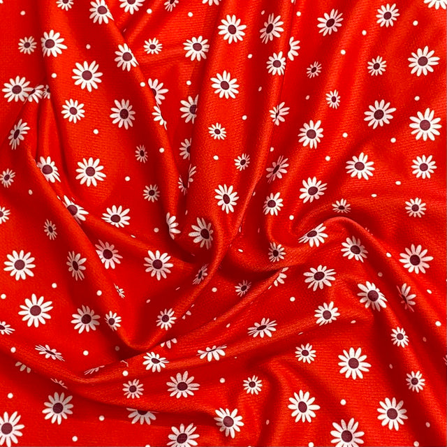 Pound A Metre 3 Metres 3 Metre Luxurious Soft Viscose Jersey - 55"- (Red Floral) (EOL)