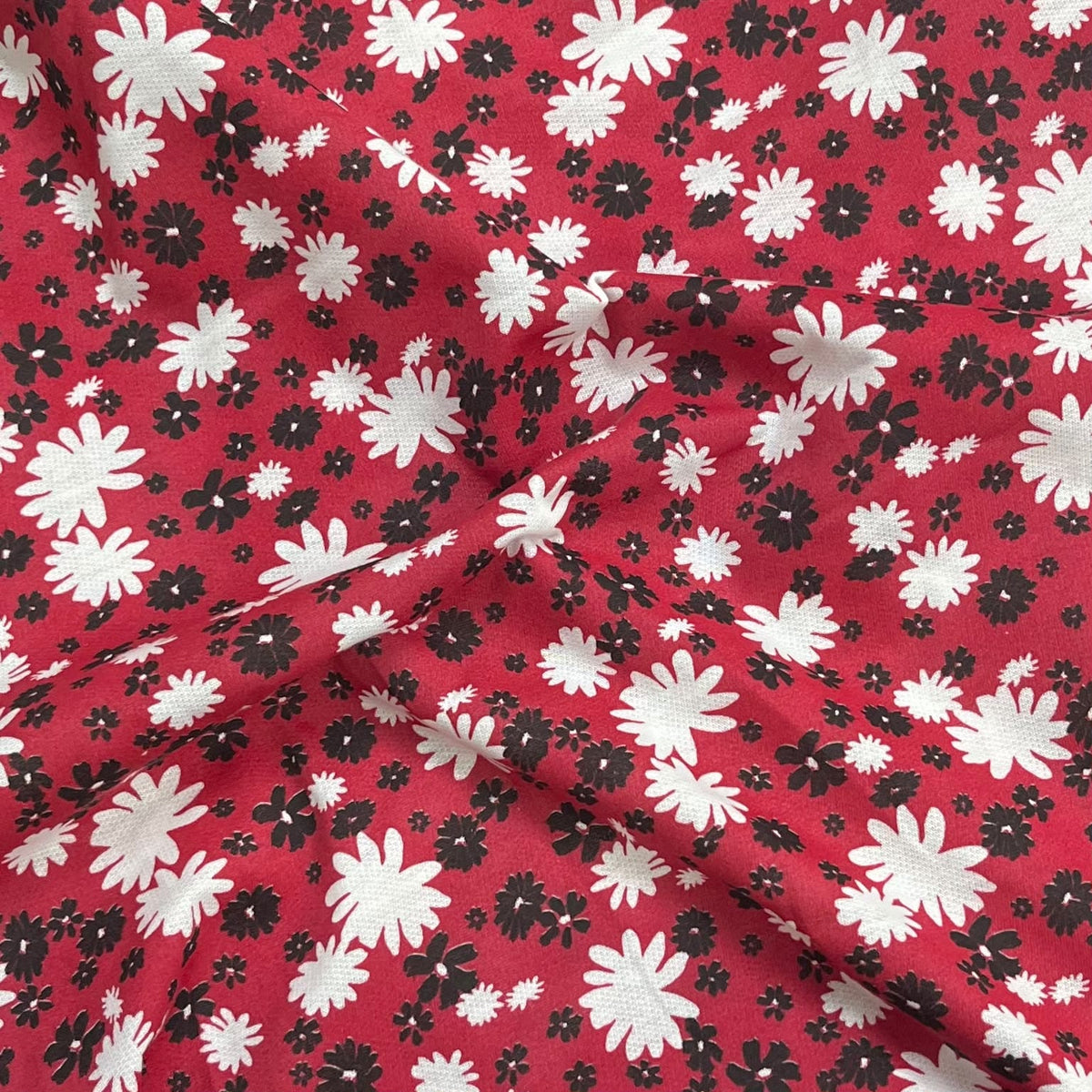 Pound A Metre 3 Metre Luxurious Soft Viscose Jersey - 55"- (Red Flower)