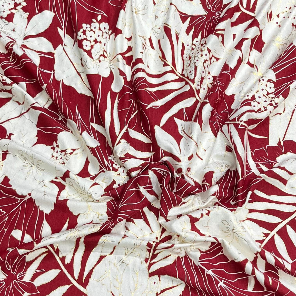 Pound A Metre 3 Metres 3 Metre Luxurious Soft Viscose Jersey - 55"- (Red Garden)