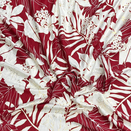Pound A Metre 3 Metres 3 Metre Luxurious Soft Viscose Jersey - 55"- (Red Garden)