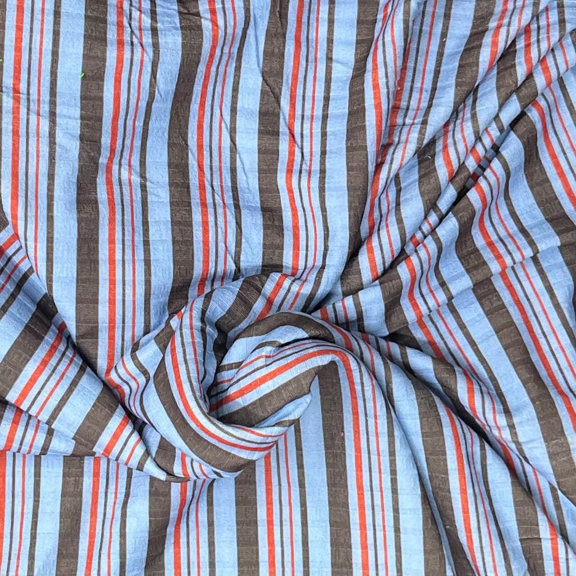 Pound A Metre 3 Metre Luxurious Soft Viscose Jersey - 55"- (Sky, Brown & Orange)