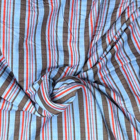 Pound A Metre 3 Metre Luxurious Soft Viscose Jersey - 55"- (Sky, Brown & Orange)
