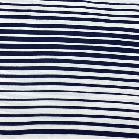 Pound A Metre 3 Metres 3 Metre Luxurious Soft Viscose Jersey - 55"-  (White & Navy)