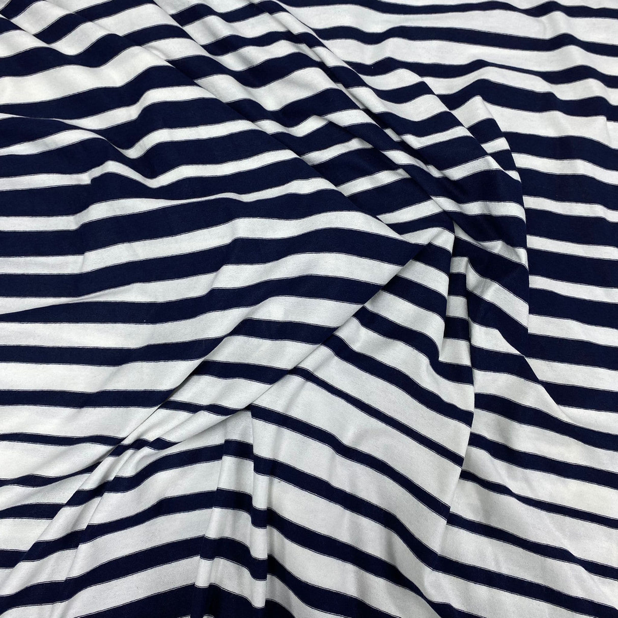 Pound A Metre 3 Metres 3 Metre Luxurious Soft Viscose Jersey - 55"-  (White & Navy)