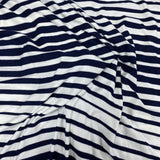 Pound A Metre 3 Metres 3 Metre Luxurious Soft Viscose Jersey - 55"-  (White & Navy)