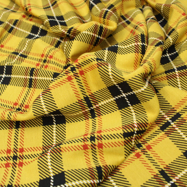 Pound A Metre 3 Metre Luxurious Soft Viscose Jersey - 55"- (Yellow Checks)
