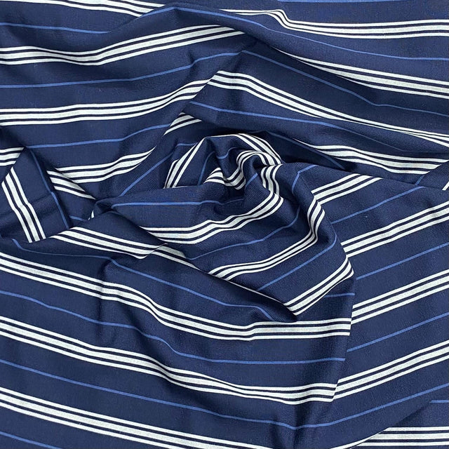 Pound A Metre 3 Metres 3 Metre Luxurious Soft Viscose Jersey - 60"-  (Navy Stripes)
