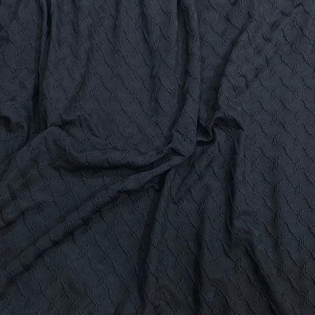 Pound A Metre 3 Metre Luxurious Winter Dobby Jersey - 60"-  (Black)