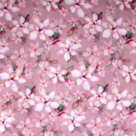 Pound A Metre 3 Metres 3 Metre Luxury Breathable Dressmaking Floral Cotton Lawn - 55" (Pink)